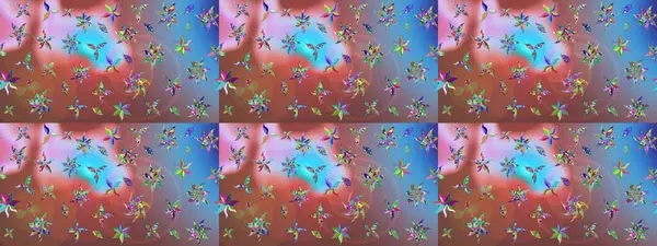 El çizimi. Çiçekli, yapraklı, çiçek desenli eskiz. Raster illüstrasyonu.