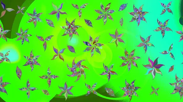 Yeşil renkli çiçekler. Düz Çiçek Elementleri Tasarımı. Renkli Bahar Teması eskiz kalıbı. Raster illüstrasyonunda çiçek deseni çizimi.