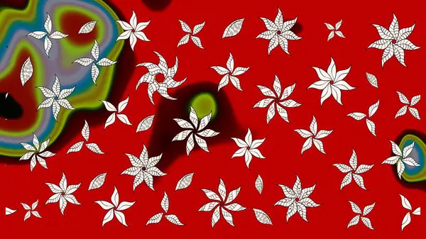 Raster illüstrasyonu. Çizim çiçek deseni duvar kâğıdı olarak kullanılabilir. Kırmızı renkte çiçekler.