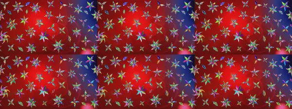 Kırmızı renklerde Asya tekstili. Raster illüstrasyonu. Suluboya çiçekli çiçek deseni.