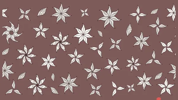 Düz Çiçek Elementleri Tasarımı. Çiçekli eskiz çizimi. Renkli Yaz Temalı eskiz kalıbı. Kahverengi renkte çiçekler.