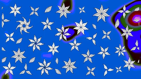 Raster çiçek desenleri çiziyor. Vadinin mavi renkli çiçekleri.