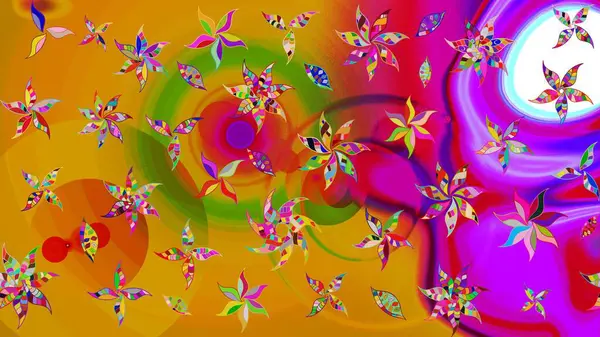 Sarı renkli çiçekler. Raster illüstrasyonunda çiçek deseni çizimi.