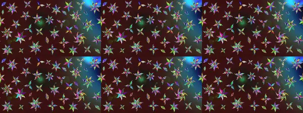 Raster illüstrasyonu. Kahverengi renklerde bahar çiçekleri. Çiçek ve yapraklı karalama şeklinde Raster çiçek deseni.