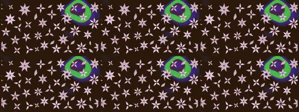 Kahverengi renkli etnik çiçeklerin olduğu zarif bir eskiz modeli. Asya Tekstil 'inde Raster Çiçek İllüstrasyonu.