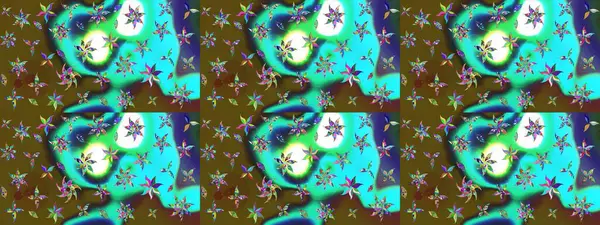 Yeşil yapraklı yabani çiçekler. Eskiz arkaplan modeli. Suluboya, elle çizilmiş. Raster illüstrasyonu.