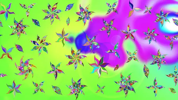 Yeşil renkli çiçekler. Raster illüstrasyonu. Çizim çiçek deseni duvar kağıdı için kullanılabilir.