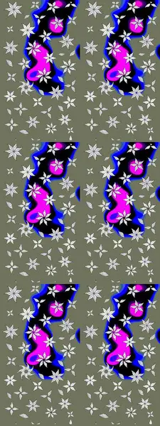 Çiçekli güzel suluboya desen. Raster illüstrasyonu. Yeşil renklerde.