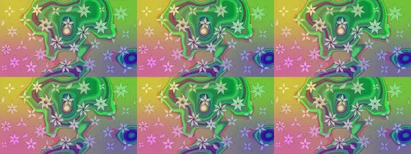 Çiçekler yeşile. Eskiz arkaplan modeli. Suluboya, elle çizilmiş. Raster stoku.