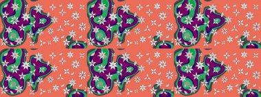 Sabıka fotoğraflarında, bebek kıyafetlerinde, duvar kâğıtlarında, paket kutularında falan kullanılabilir. Zarif, parlak ve eskiz turuncu çiçek desenli.