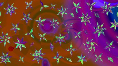 Çiçekli çiçek deseni, suluboya. Renkli Bahar Teması eskiz kalıbı. Kahverengi renkli çiçekler. Raster illüstrasyonu. Düz Çiçek Elementleri Tasarımı.