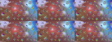 Düz Çiçek Elementleri Tasarımı. Kahverengi renkli çiçekler. Renkli Yaz Temalı eskiz kalıbı. Çiçekli retro deseni çiz.