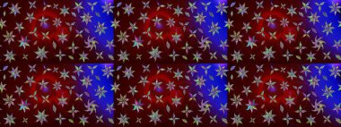 Düz Çiçek Elementleri Tasarımı. Kahverengi renkli çiçekler. Renkli Yaz Temalı eskiz kalıbı. Raster illüstrasyonunda çiçek deseni çizimi.