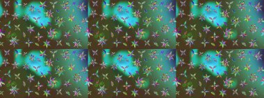 Çizgi çizimi kalıbı. Raster Moda kumaş deseni. Şirin çiçekler..