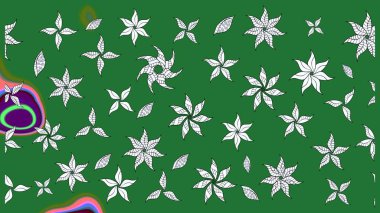 Yeşil renklerde. Güzel kumaş deseni. Raster illüstrasyonu. Raster illüstrasyonunda çiçek deseni çizimi.