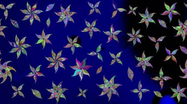 Nazik, narin çiçek arkaplanı. Çiçekli karalama şeklinde Raster çiçek deseni. Mavi renkte çiçekler.