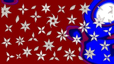 Kırmızı renkte çiçekler. Renkli bahar temalı eskiz kalıbı. Düz Çiçek Elementleri Tasarım Raster illüstrasyonu. Çiçekli çiçek deseni, suluboya..