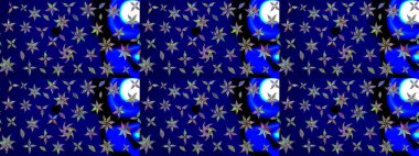 Raster illüstrasyonu. El çizimi çiçekli soyut çizim kalıbı. Mavi renkte çiçekler.