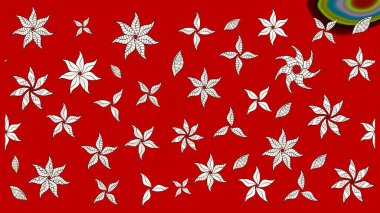 Kırmızı renkte bitkilerden oluşan parlak çiçekli çizim deseni.