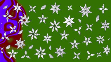 Raster illüstrasyonu. Düz Çiçek Elementleri Tasarımı. Çiçekli çiçek deseni, suluboya. Yeşil renkli çiçekler. Renkli Bahar Teması çizim şablonu.