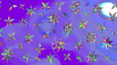 Raster illüstrasyonu. Küçük çaplı çiçeklerdeki basit şirin desenler. Tekstil veya kitap kapakları, imalat, duvar kağıtları, baskı, hediye paketi ve yapıştırma kitabı için çiçek eskiz geçmişi.