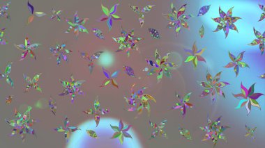 Parlak renkli fantezi çiçekleri, yapraklar, gri renkli tomurcuklar. Suluboya el çizimi elementli çiçek çizimi deseni.