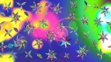 Moda baskıları için zarif bir şablon. Robot resim. Küçük çiçekte güzel bir desen. Çiçekli yaz çiçekleri. Küçük renkli çiçekler. Motley illüstrasyonu.