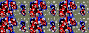 Çiçekli çiçek deseni, suluboya. Raster deseni. Süslü kumaş deseni.