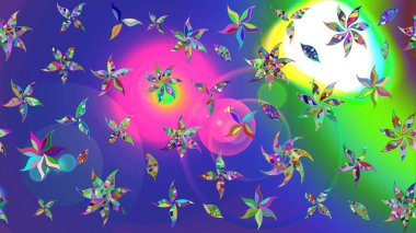 Yumuşak, yaz çiçekli arka plan. Çiçekli karalama şeklinde Raster çiçek deseni. Mavi renkte çiçekler.