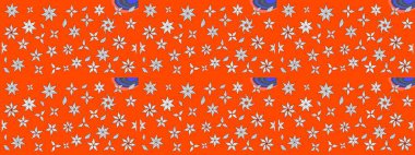 Çizim çiçek deseni duvar kâğıdı olarak kullanılabilir. Turuncu renkli çiçekler. Raster illüstrasyonu.