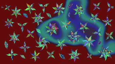 Arkaplan dokusu, duvar kağıdı, kırmızı renkli çiçek teması. Kabile sanatı boho baskısı, klasik çiçek arkaplanı. Soyut etnik raster çizim kalıbı.