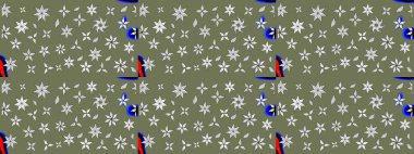 Yeşil renkli Asya tekstili. Suluboya çiçekli çiçek deseni. Raster illüstrasyonu.