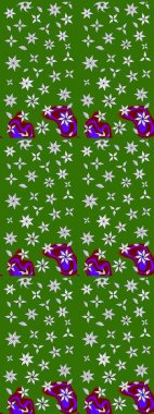 Çizim çiçek deseni duvar kâğıdı olarak kullanılabilir. Raster illüstrasyonu. Yeşil renkte çiçekler.