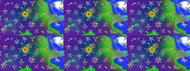 Raster illüstrasyonu. Bahar çiçekleriyle güzel bir çiçek deseni çizmişsin. Güzel kumaş deseni.