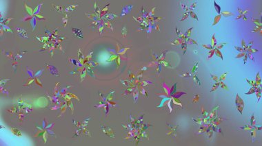 Raster illüstrasyonu. Çiçekli güzel suluboya desen. Gri renklerde.