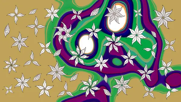 Raster illüstrasyonundaki çiçek desenli çizim. Sarı renkli çiçekler. Renkli Bahar Teması eskiz kalıbı. Düz Çiçek Elementleri Tasarımı.