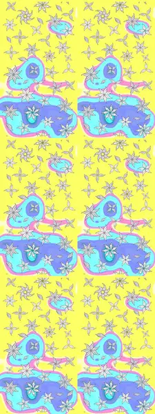 Küçük çiçekli yay deseni çiz. Raster illüstrasyonu. Suluboya stilinde sarı renkler üzerine.