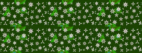 Raster illüstrasyonu. Renkli desenli eskiz deseni, yeşil çiçekler ve dekoratif elementlerle. Eski usul. Kumaş, tekstil, duvar kağıdı baskısı için. Taslak arkaplan.