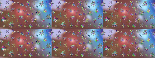 Düz Çiçek Elementleri Tasarımı. Kahverengi renkli çiçekler. Renkli Yaz Temalı eskiz kalıbı. Çiçekli retro deseni çiz.