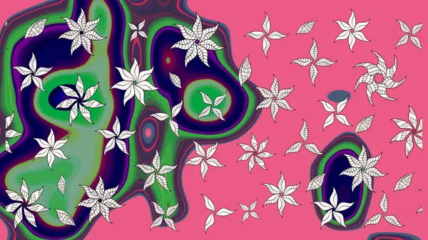 Çiçekli çiçek deseni, suluboya. Düz Çiçek Elementleri Tasarım Raster illüstrasyonu. Pembe renkli çiçekler. Renkli Bahar temalı eskiz kalıbı..