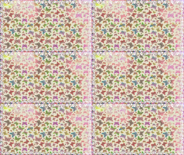 Tekstil, kumaş, baskı ve davetiye geçmişi. Kelebekli çizim şekli. Gri ve nötr renklerde bir resim. Raster..