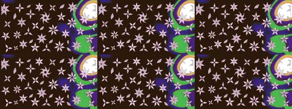 Raster illüstrasyonundaki çiçek desenli çizim. Kahverengi renkte çiçekler.