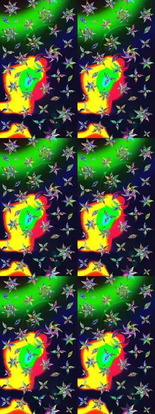 Çiçeksel çizim kalıbının yansıması. Vadinin gri renkli çiçekleri.