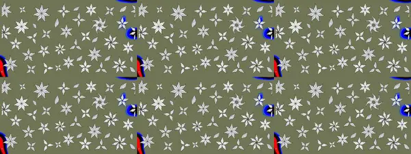 Yeşil renkli Asya tekstili. Suluboya çiçekli çiçek deseni. Raster illüstrasyonu.