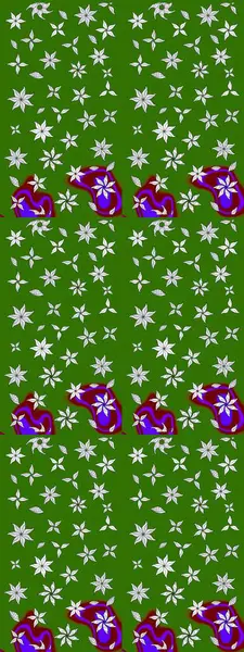 Çizim çiçek deseni duvar kâğıdı olarak kullanılabilir. Raster illüstrasyonu. Yeşil renkte çiçekler.