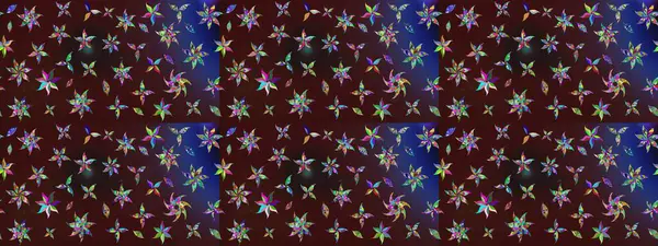 Kahverengi çiçekli bahar çiçekleri. Motley illüstrasyonu. Küçük renkli çiçekler. Küçük çiçekte güzel bir desen. Moda baskıları için zarif bir şablon.