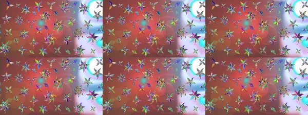 Güzel kumaş deseni. El çizimi. Raster illüstrasyonu. Çiçekler, dallar, otlar ve çiçekler.