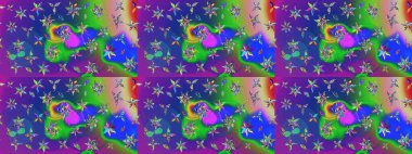 Düz Çiçek Elementleri Tasarımı. Raster illüstrasyonundaki çiçek desenli çizim. Renkli Bahar Teması eskiz kalıbı. Mavi renkte çiçekler.