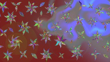 Düz Çiçek Elementleri Tasarımı. Renkli Bahar Teması eskiz kalıbı. Çiçek desenli eskiz, yaz çiçekleri. Kahverengi renkte çiçekler.