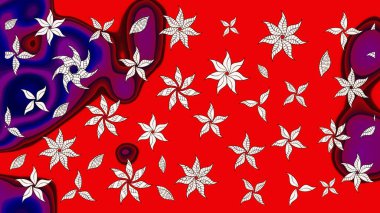 Soyut çiçek çizim kalıbı arka planı. Raster deseni. Raster illüstrasyonu. Kırmızı renklerde. Küçük çiçekte sevimli çiçek deseni var..